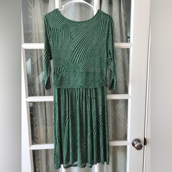 Seraphine size US 10 maternity, nursing dress in EUC, Green with white pattern. - Picture 3 of 7